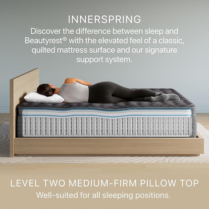 Beautyrest Days End Medium Firm Pillow Top 14.75" Mattress - Twin - Cooling Tech, Supportive Durable Pocketed Coils, Pressure Relief, Motion Separation; 100 Night Sleep Trial and 10 Year Warranty