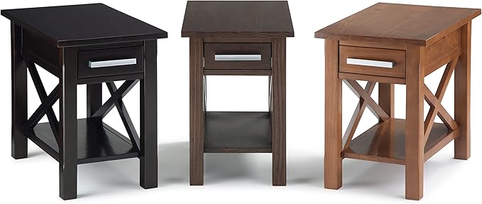 SIMPLIHOME Kitchener SOLID WOOD 14 inch Wide Rectangle Contemporary Narrow Side Table in Hickory Brown for the Living Room and Bedroom