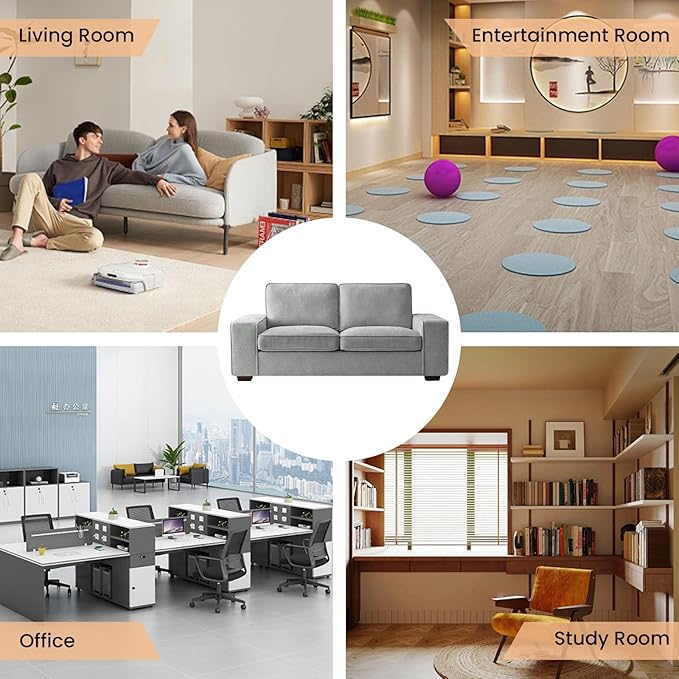 RISAR 71.25" Modern Loveseat Sofa for Living Room, Chenille Couch with Removable Cover & Spring Cushions, Solid Wood Frame, Easy Assembly for Small Spaces (Light Gray)