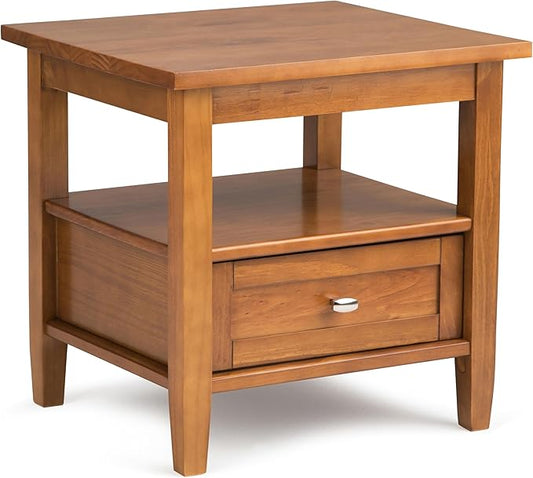 SIMPLIHOME Warm Shaker Solid Wood 20 inch Wide Rectangle Transitional End Side Table in Light Golden Brown for The Living Room and Bedroom