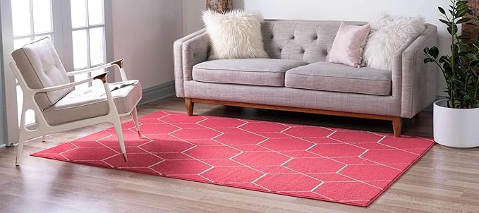 Unique Loom Trellis Frieze Collection Area Rug - Geometric (7' x 10', Pink/ Ivory)