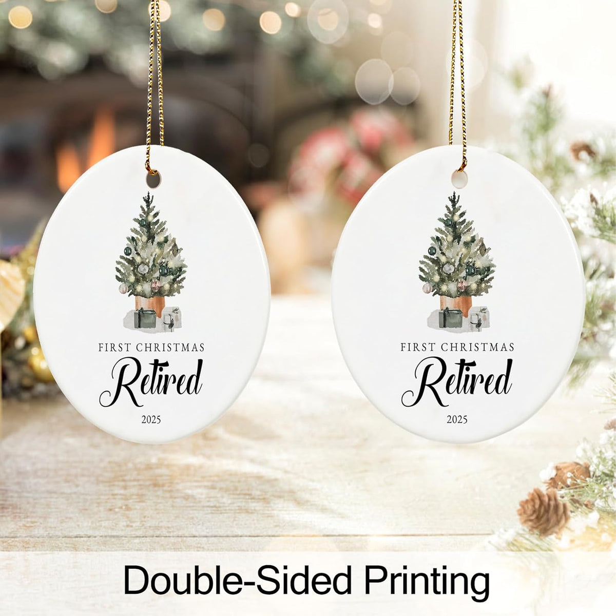 Retirement Christmas Ornament 2025, Retirement Gifts for Women 2025 Coworker, Ceramic Keepsake First Christmas Retired Ornament 2025 with Ribbon and Box