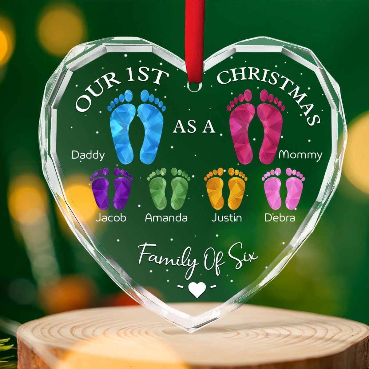First Christmas As A Family - Personalized Custom Glass Ornament for Family of 3 People and Pets, 1st Xmas Family Ornament 2025 Baby's First Christmas