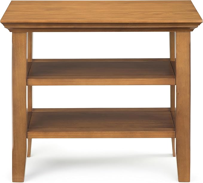 SIMPLIHOME Acadian 14-inch Wide Solid Wood Narrow End Table in Light Golden Brown, Transitional-Style Side Table for Living Room, Bedroom, or Family Room with 2 Open Shelves