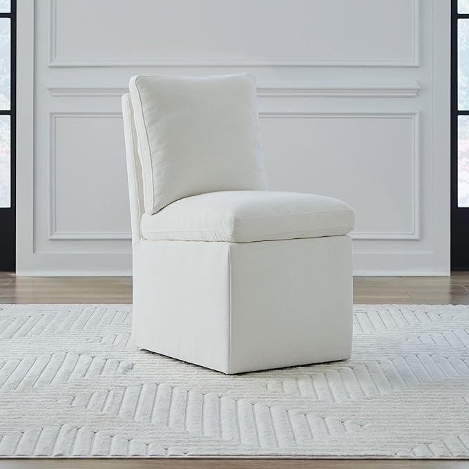 Liberty Furniture Accent Dining Chair with Castors - Squared Back - Ivory Upholstry