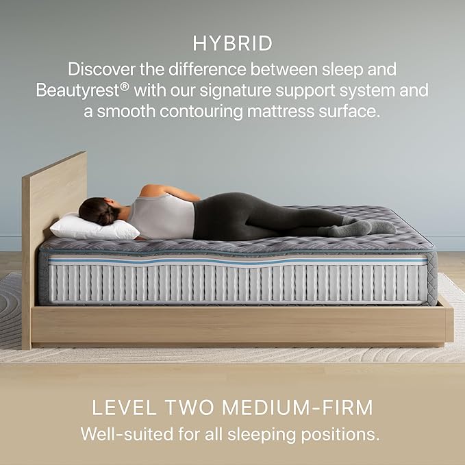 Beautyrest Days End Medium Firm 12" Hybrid Mattress - Cal King - Cooling Tech, Supportive Durable Pocketed Coils, Pressure Relief, Motion Separation; 100 Night Sleep Trial and 10 Year Warranty