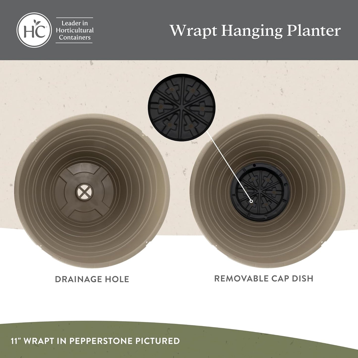The HC Companies Wrapt Hanging Planters - Lightweight Plant Pot Hanger for Hanging Plants, Vegetables & Herbs - Outdoor & Indoor Hanging Basket for Plants (13" White, Pack of 2)