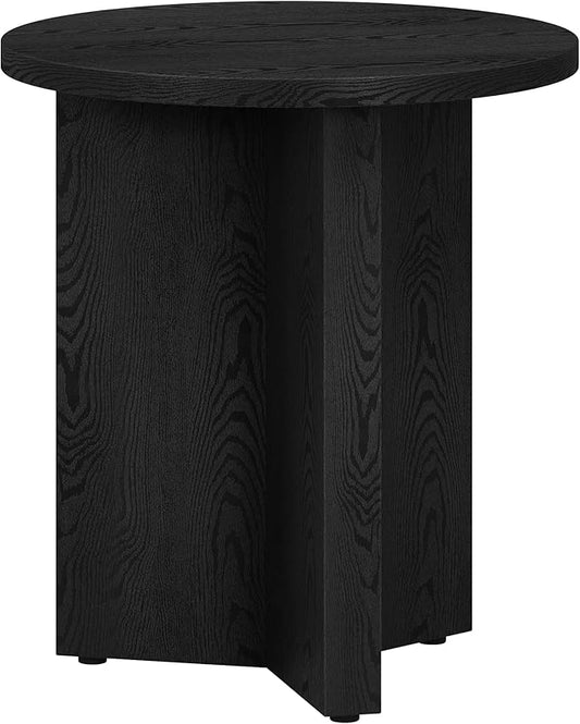 Henn&Hart 20" Wide Round Side Table in Black Grain, for Home, Living Room, Bedroom, Entertainment Room or Office