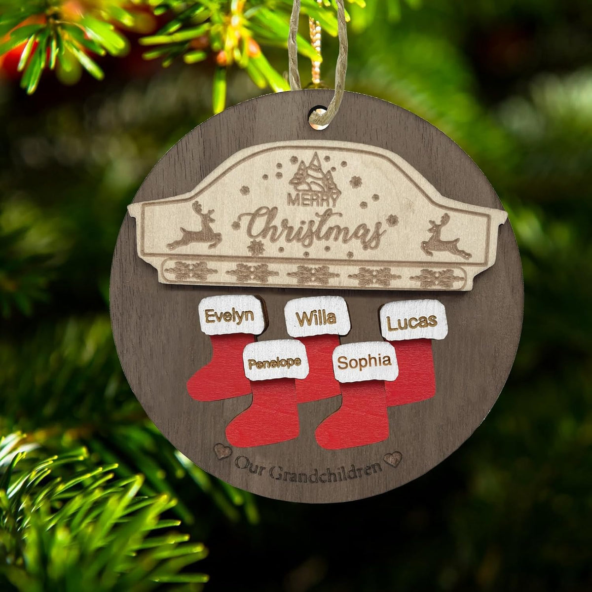 2025 Christmas Ornaments Personalized Christmas Family Name Ornaments,Custom Stocking Wooden Xmas Ornament Family of 2/3/4/5/6/7/8,Customized Xmas Ornament Tree Deorations,Personalized Gifts