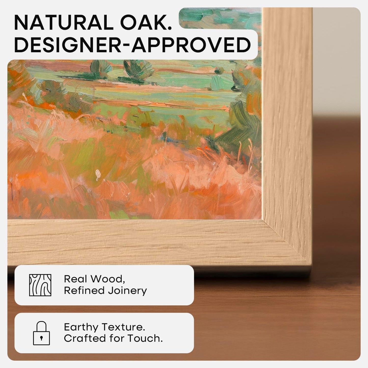 Homeforia 11x11 Picture Frame Wood, High-End Natural Oak 11 x 11 Thin Square Poster Frames with Mat 9 by 9 inch Photo, 11by11 Light Wooden Frame Matted to 9x9 Print, Tempered Glass, Wall Kit, Set of 1