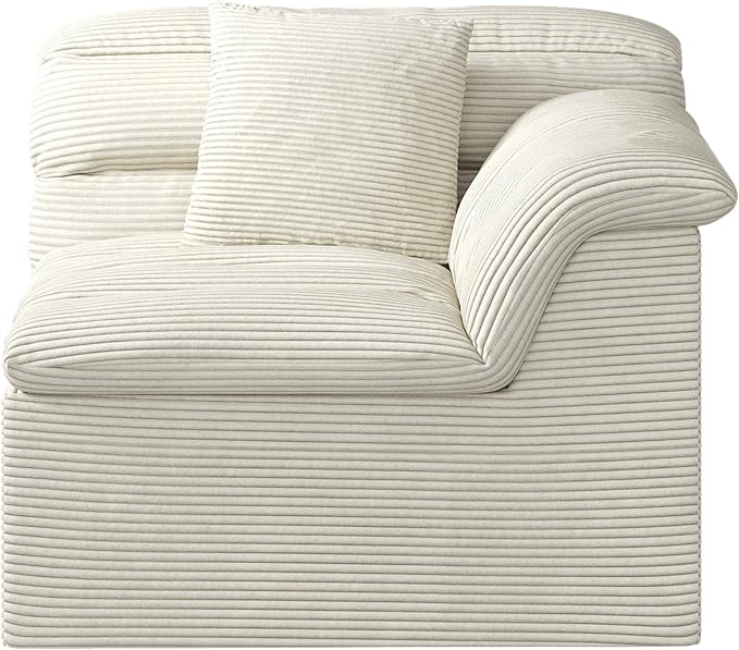 44" Cloud Sectional Couch with Single Arm, Modern Compressed Sofa, Comfy Sleeper Sofa, Corduroy Upholstered Couches for Small Space/Apartment, No Assembly Required, Beige, Right Side