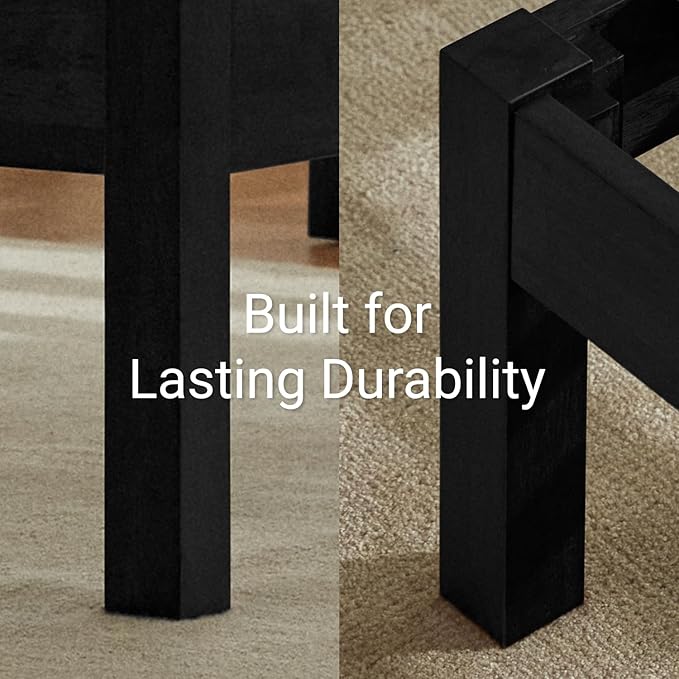 LIFEMENT Classic Wood Platform Bed Frame, Essential, Noise Free, Under Bed Storage, No Box Spring Needed, Easy Assembly (Black, Twin)