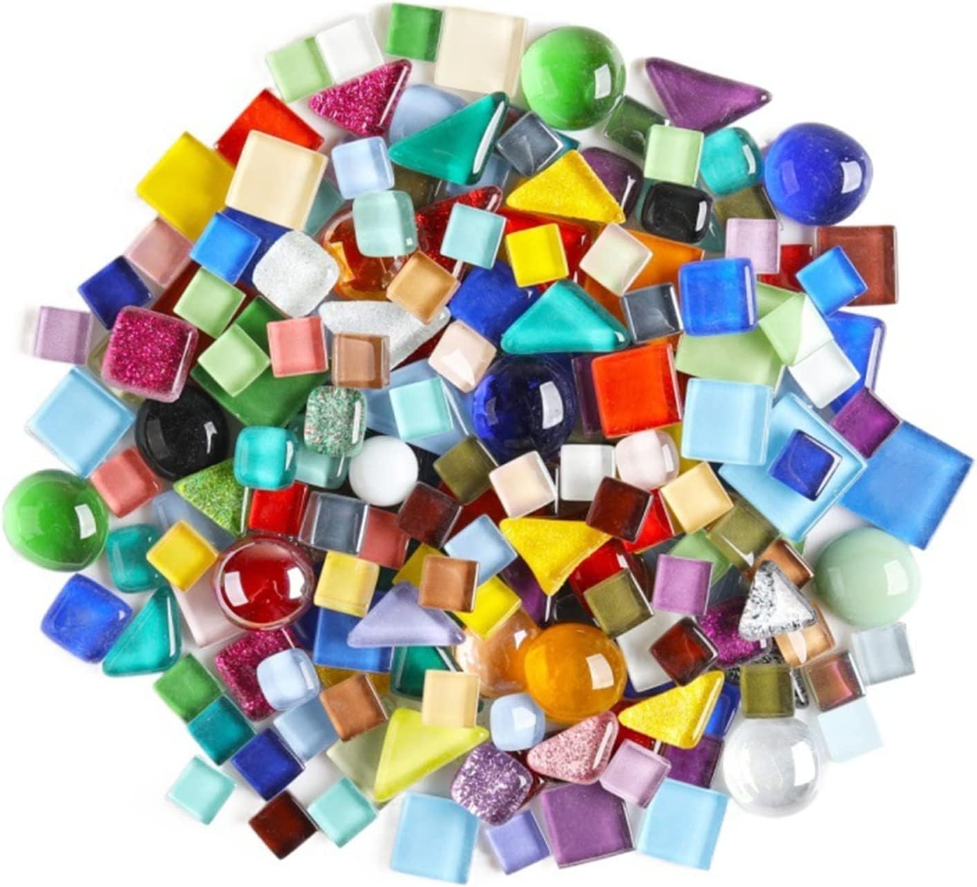 1.1 LB Irregular Crystal Mosaic Tiles,Small Particle Color Decal Crystal Glass Tile DIY Hobbies Children Handmade Crystal Craft for DIY Handmade Decorative Materials (Mix Color Series)