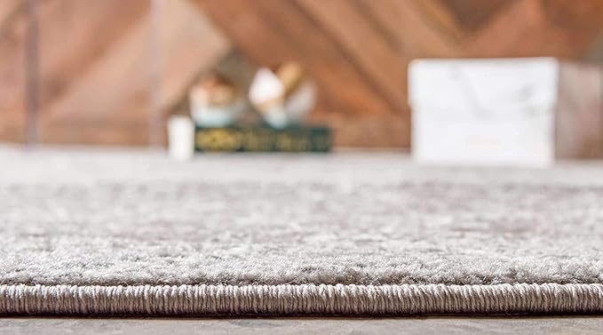 Unique Loom Trellis Frieze Collection Area Rug - Geometric (5' 1" Round Light Gray/Ivory)