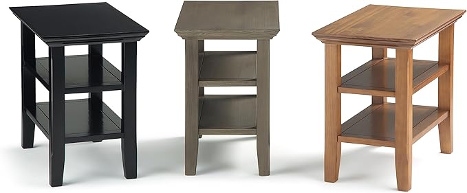 SIMPLIHOME Acadian 14-inch Wide Solid Wood Narrow End Table in Light Golden Brown, Transitional-Style Side Table for Living Room, Bedroom, or Family Room with 2 Open Shelves
