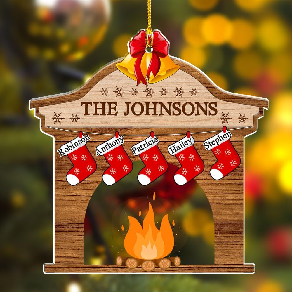 Stocking Personalized Family Christmas Acrylic Ornament 2025-3D Inflated Effect Custom Name Hanging Stock up to 10 Members, First Xmas as A Family Ornament Gifts