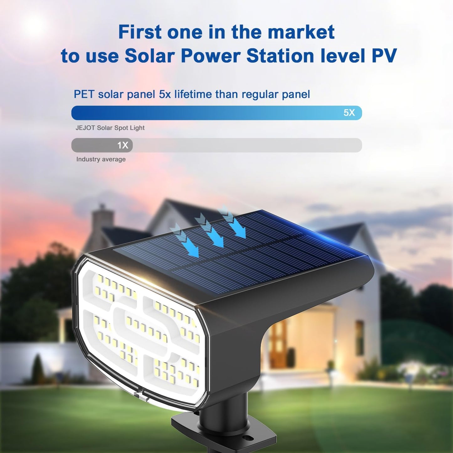 Solar Lights Outdoor Waterproof IP65, Super Bright LED, 2CCT 4 Lighting Modes 3000K/6500K Selectable, Solar Powered Yard Garden Solar Spot Lights for Outside Landscape Auto On/Off -8 Pack