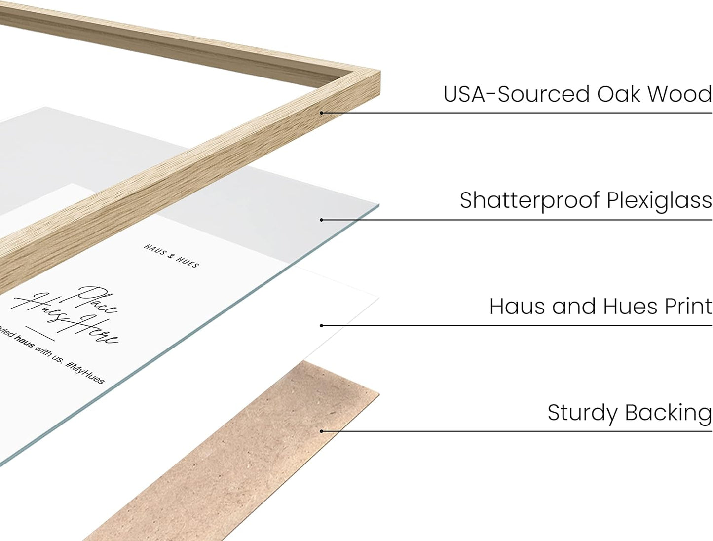 Haus and Hues 5x7 Natural Oak Wood Photo Frame Set of 25 - Mini Picture Frames Bulk Gallery Set - Premium Bulk Picture Frames 5x7 for Stylish Photo Gallery Wall Frame Set - Ideal for Home & Office