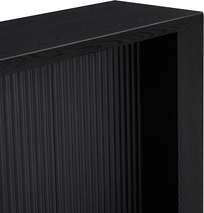 Henn&Hart 56'' Wooden Rectangular Fluted Console Table Entryway Table, Sofa Table for Entryway, Living Room, Couch, Hallway, or Office, Black Grain