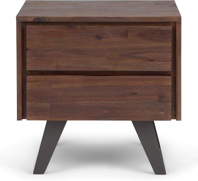 SIMPLIHOME Lowry SOLID ACACIA WOOD and Metal 22 inch Wide Square Modern Industrial Side Table in Distressed Charcoal Brown for the Living Room and Bedroom