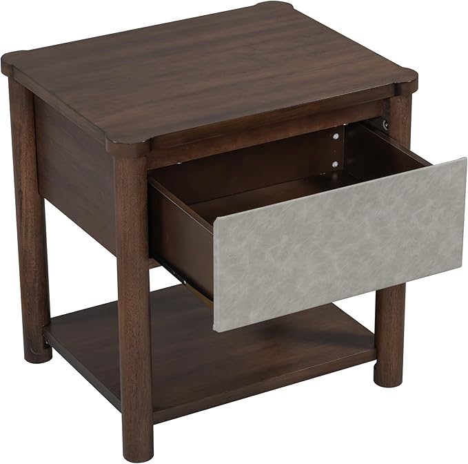 Christopher Knight Home Zeri Bedroom Nightstands Set of 2, Wood Nightstand with Drawers, Small Bedside Table Set of 2, End Table for Living Room, Multipurpose Storage Cabinet, Light Gray + Walnut