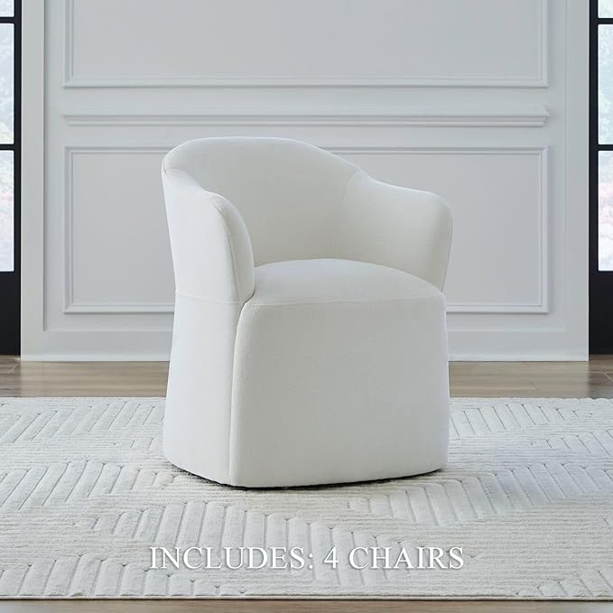 Liberty Furniture Accent Dining Chairs with Castors - Squared Arm - Ivory Upholstry - Set of Four
