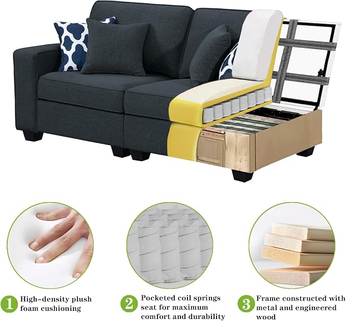 Legend Vansen Modular Sectional Sofa U Shaped Couch with Ottoman Modern Reversible Corner Sectional Couch for Living Room (Charcoal, U Shaped Sofa-2)
