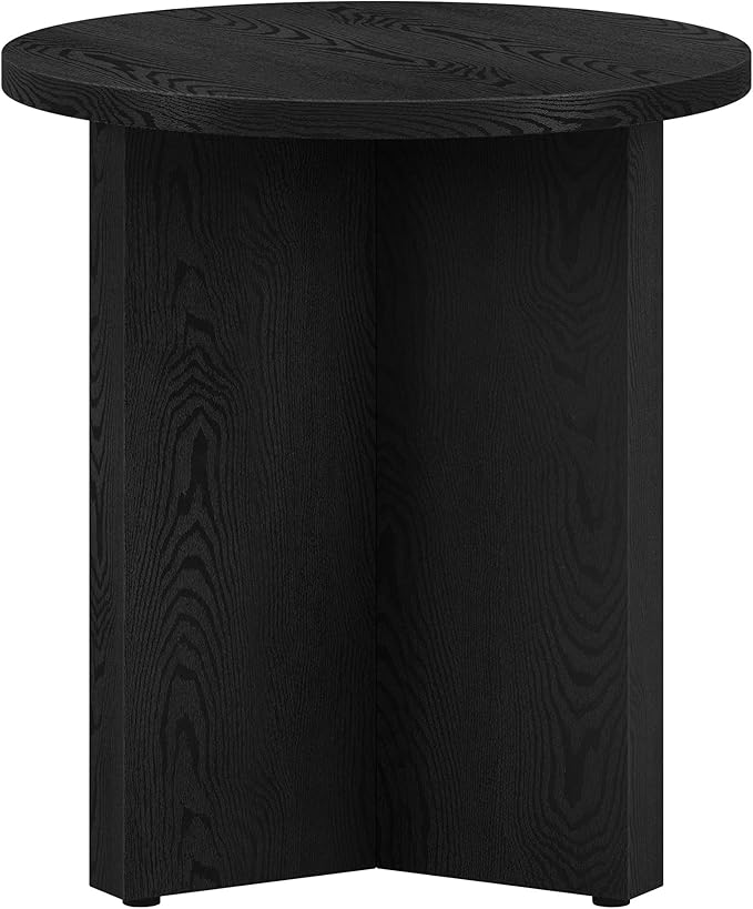Henn&Hart 20" Wide Round Side Table in Black Grain, for Home, Living Room, Bedroom, Entertainment Room or Office