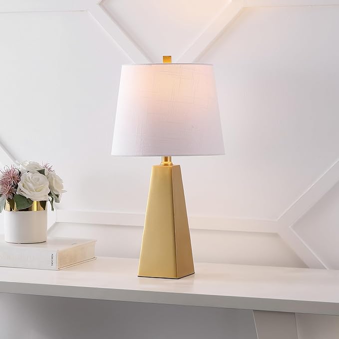 JONATHAN Y JYL1038A Owen 20.5" Resin LED Table Lamp Contemporary Bedside Desk Nightstand Lamp for Bedroom Living Room Office College Bookcase LED Bulb Included, Gold