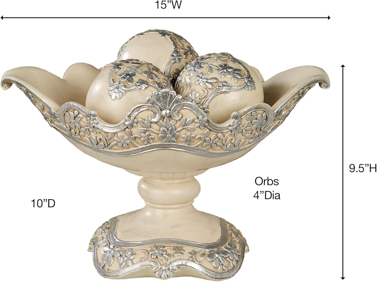 Floressa Decorative Centerpiece Bowl and Orbs Set of Four