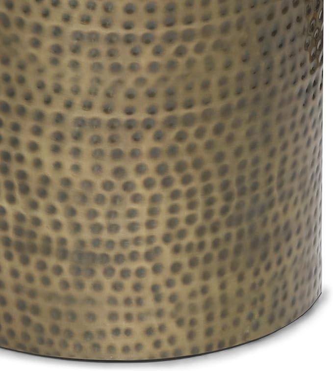 SIMPLIHOME Corbin Side Table – 16 inch Wide Metal Round Accent Table in Hammered Antique Gold, Industrial Style End Table for Living Room, Bedroom, or Office with Sturdy Base, Assembled
