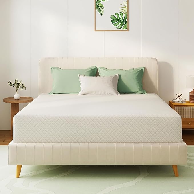 Queen Mattress 12 Inch Green Tea Memory Foam Mattress for Cool Sleep & Pressure Relief, Medium Feel Support,Fiberglass Free, Bed in a Box, Removable Washable Cover, CertiPUR-US Certified