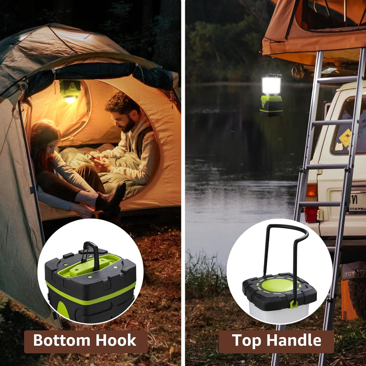 Lepro 1500LM Battery Powered LED Camping Lantern, Waterproof Tent Light with 4 Light Modes, Camping Essentials, Portable Lantern Flashlight for Camping, Emergency Light, Power Outage, Not Rechargeable