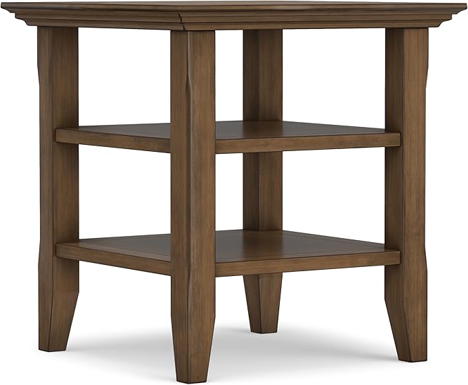 SIMPLIHOME Acadian SOLID WOOD 19 Inch Wide Square Transitional End Table in Rustic Natural Aged Brown, For the Living Room and Bedroom