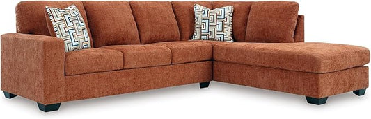 Signature Design by Ashley Aviemore Casual L-Shaped 2-Piece Sectional with Chaise for Living Room, Orange