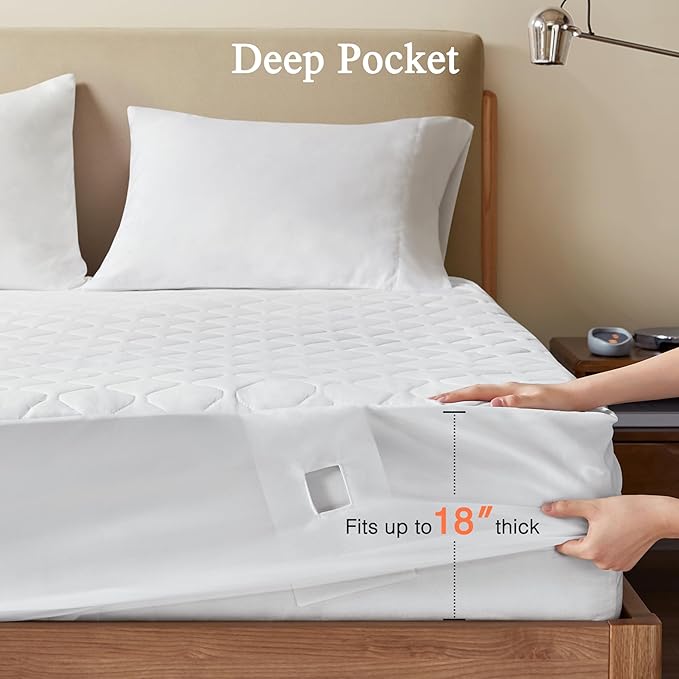 Beautyrest 3M Scotchgard Heated Mattress Pad - Electric Bed Warmer with 5 Heat Settings, 10 Hr Auto Shut Off Timer, All Around Elastic Deep Pocket, UL Certified, Machine Washable, White Twin XL