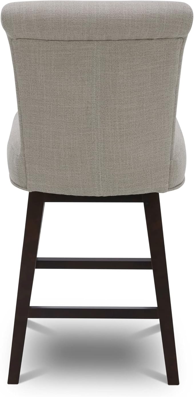 CHITA 26 Inch Counter Height Swivel Bar Stools Set of 3, FSC Certified Modern Fabric Swivel Barstool Chair with Back, Flax Beige