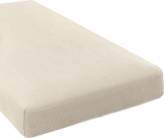 H.VERSAILTEX Super Stretch Individual Chaise Cover Sectional Couch Covers for L Shaped Sofa Both Left/Right Featuring Thick Jacquard Textured Twill Fabric (1 Piece Chaise Cover Large, Natural)