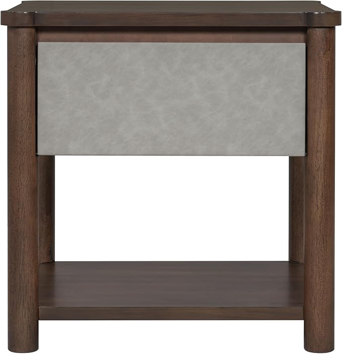 Christopher Knight Home Zeri Bedroom Nightstands Set of 2, Wood Nightstand with Drawers, Small Bedside Table Set of 2, End Table for Living Room, Multipurpose Storage Cabinet, Light Gray + Walnut