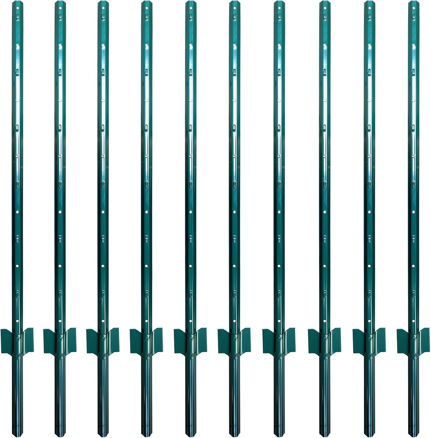 ARIFARO Fence Posts 4 Feet Sturdy Duty Metal Fence Post, Pack of 10, No Dig Garden U Post for Wire Fencing Steel Post for Yard, Outdoor Wire, FP-4FT