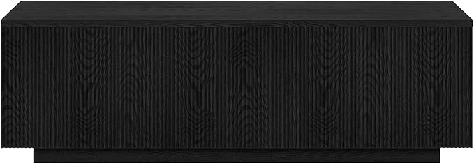 Henn&Hart 48" Fluted Rectangular Low-Profile Coffee Table for Living Room, Family Room, or Office, Black Grain