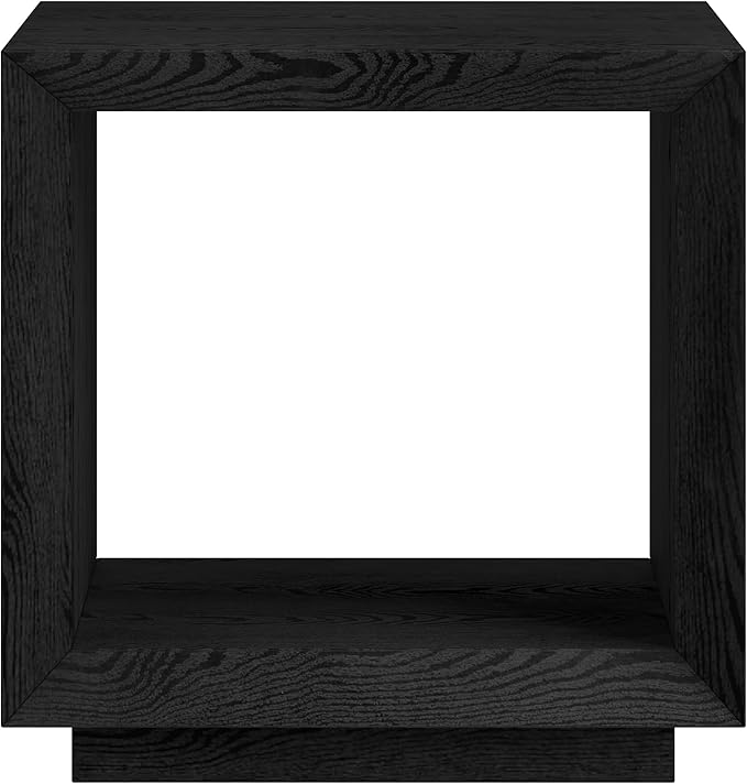 Henn&Hart 22" Modern Square Wooden End Table, Side Table, Nightstand with Open Display Shelf for Living Room, Office, Family Room, or Bedroom, Black Grain
