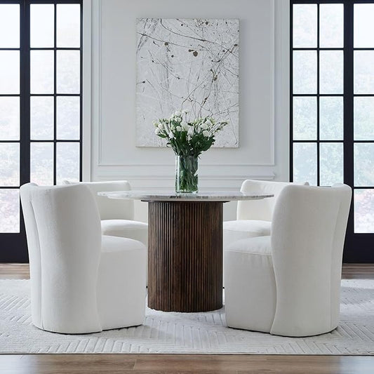 Liberty Furniture Accent Dining Chair with Castors - Rounded Back - Ivory Upholstry