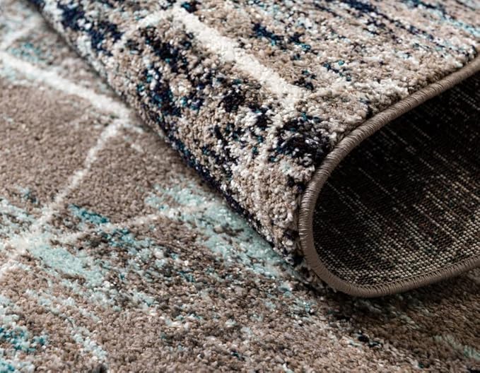 Unique Loom Trellis Frieze Collection Area Rug - Geometric (7' 10" x 10' Oval, Blue Multi/ Ivory)