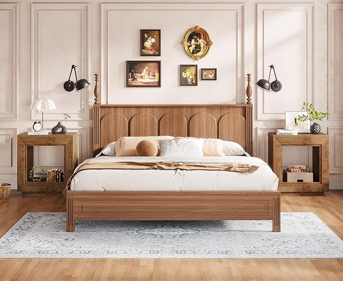 Tribesigns Rustic Wood End Table, 2 Tiered Square Side Table with Storage Shelf, Industrial Sofa Side Table for Living Room, Entrance (2, Natural)