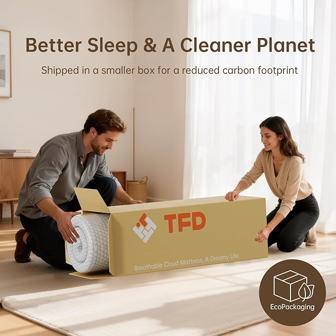 TFD Twin Memory Foam Mattress New Version Cool Gel Infused Medium Firm Zoned Pressure Relief for Cooling Sleep Fiberglass Free CertiPUR-US Certified Washable Removable Cover 10 Inch(White)