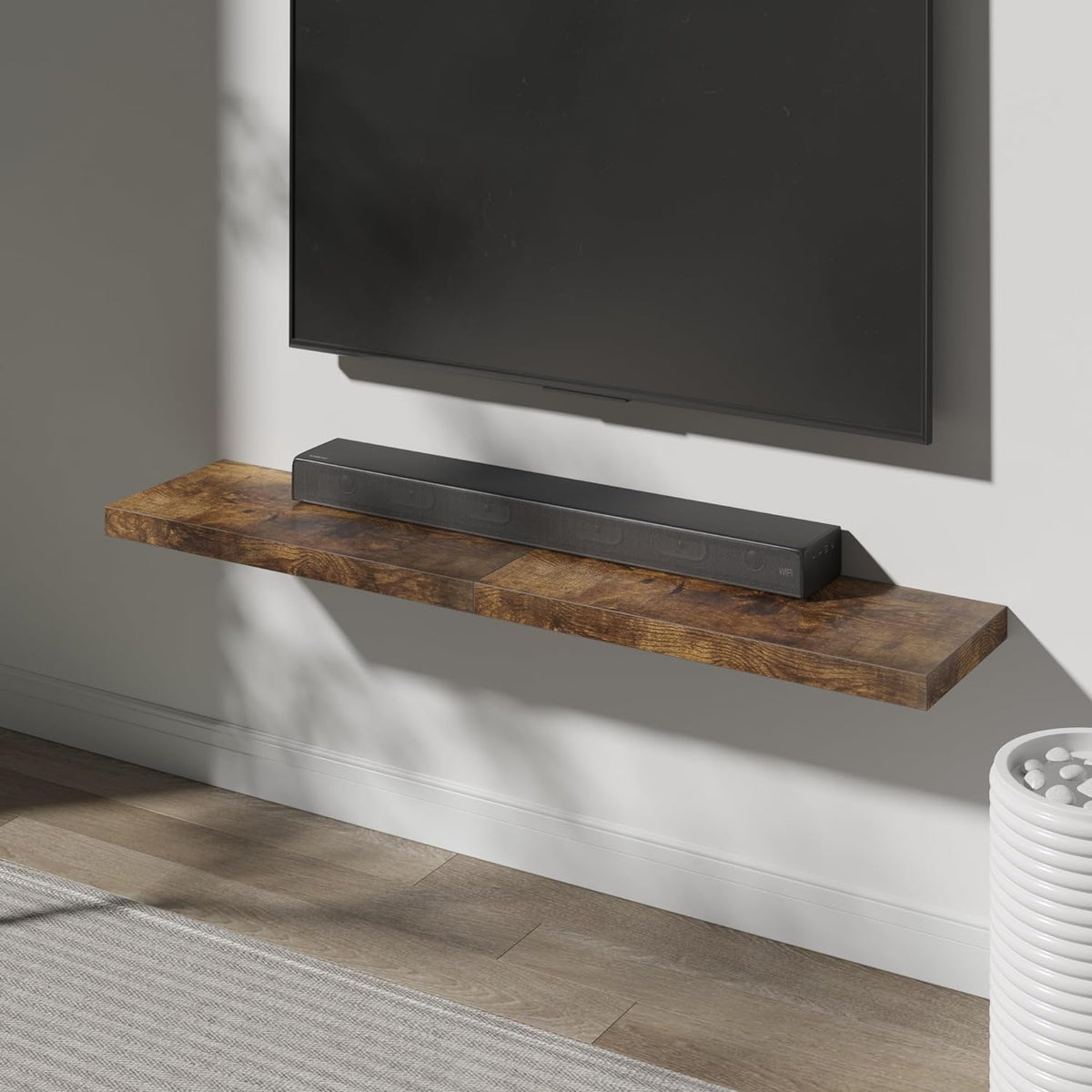 Floating Shelf, Set of 2 Wall Shelf, 30 in W x 12.75 in D x 2 in H Wooden Floating Wall Shelf with Invisible Brackets for Living Room/Bedroom/Bathroom/Kitchen Storage and Decor, Rustic Brown