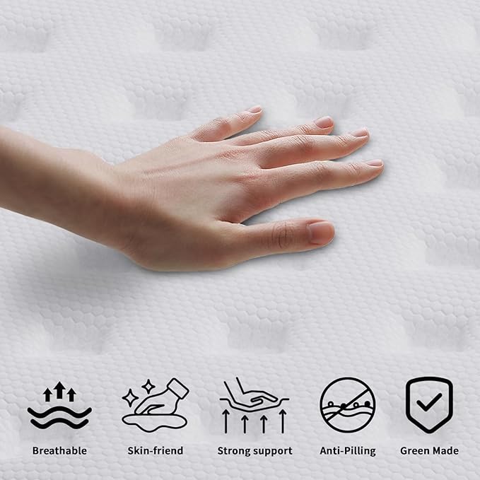 Queen Mattress, 10 Inch Hybrid Memory Foam Mattress in a Box, Cooling Gel for Pressure Relief & Back Pain Support, CertiPUR-US Certified, Medium Firm Bed, Fiberglass Free, Breathable Comfort Sleep