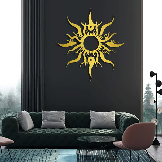 Hotuijxca Metal Wacky Sun Wall Art, Wacky Sun Metal Decor for Livingroom, Bedroom (Gold, 31"x30"/80x77cm, metal wall art)