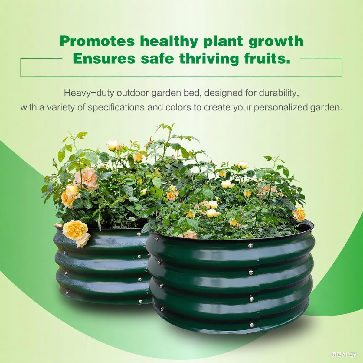 GARDMAX 2 Pack 2x2x1FT Galvanized Round Raised Garden Bed Kit, Metal Planter Boxes Outdoor with Easy Assembly, Large Garden Bed for Vegetables, Fruits, Flower, Herbs Dark Green